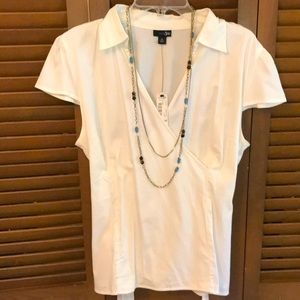 | NWT East 5th Crossover White Blouse - XL
